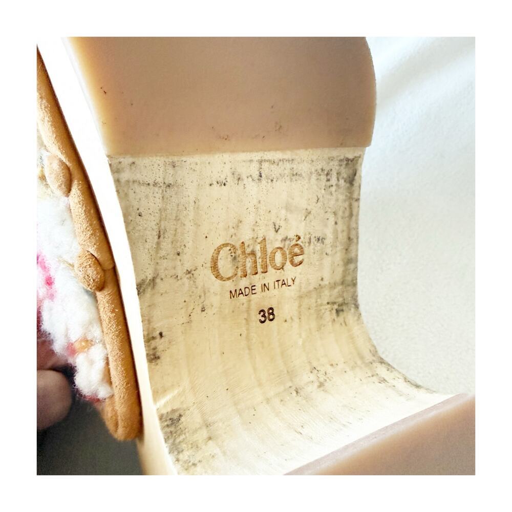 Chloe Joy Shearling Clog Mule Floral Embroidered Cream Size 38 - Picture 4 of 8